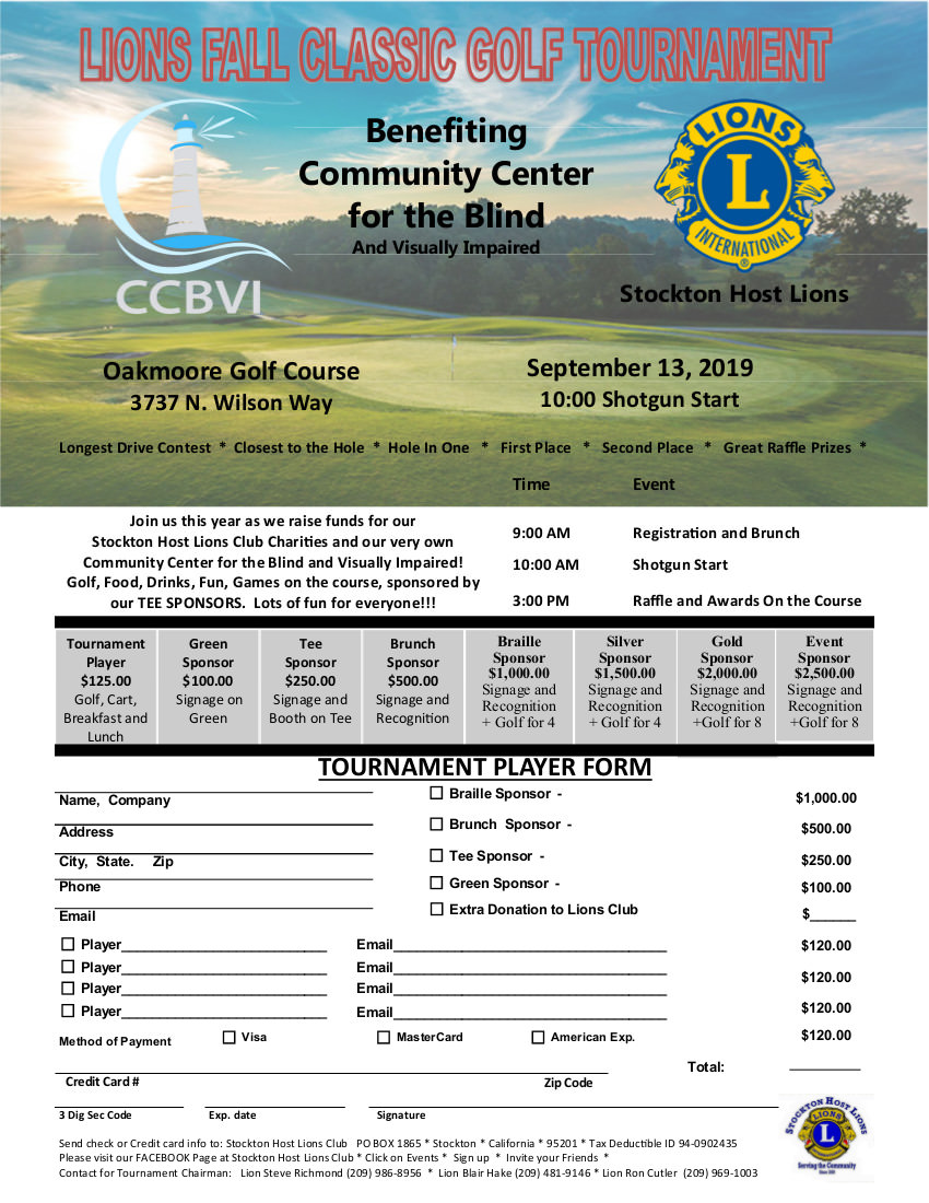 Lions Fall Classic Golf Tournament Flier on September 13th 2019